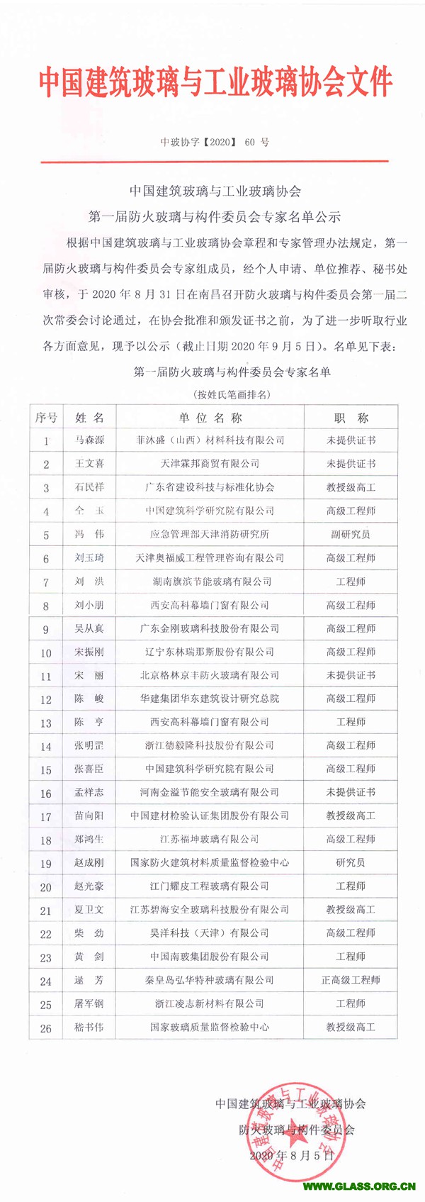 防火玻璃與構(gòu)件委員會專家公示-1